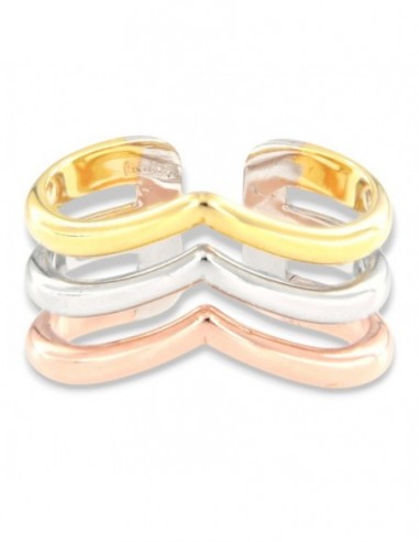 Anello Argento Rodiato Tre Colori A Punta [ea315215]