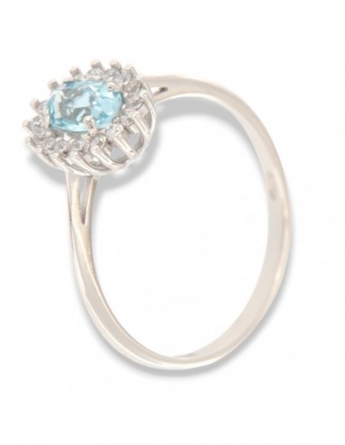 Anello Oro Bianco Principessa Celeste 6x4MM [51792be9]