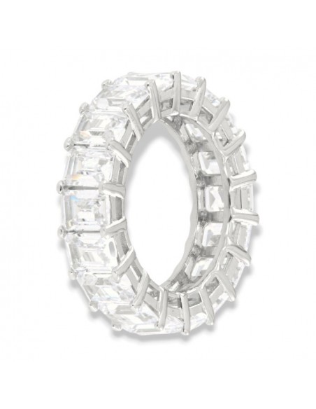 Anello Argento Rodiato Eternity Zirconi Bianchi Grandi [e391bbf1]