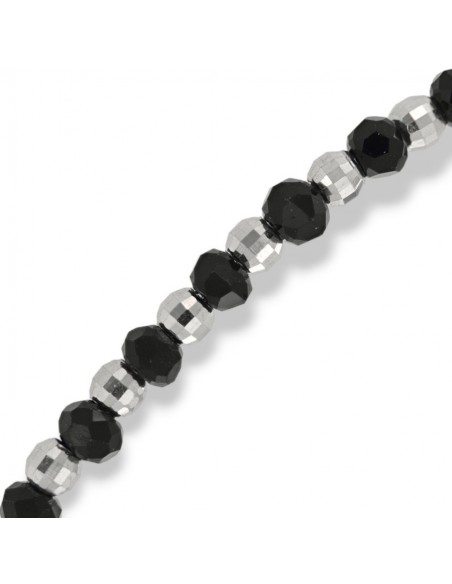 Bracciale Argento Rodiato Sfere Sfaccettate Nere [2b759f82]