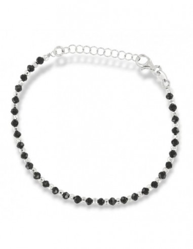 Bracciale Argento Rodiato Sfere Sfaccettate Nere [2e25d89c]