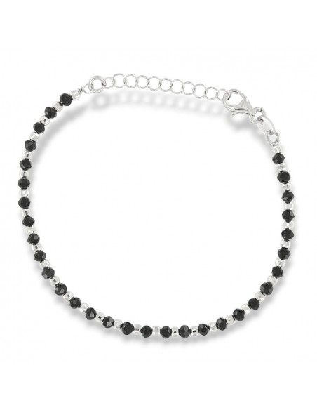 Bracciale Argento Rodiato Sfere Sfaccettate Nere [2e25d89c]