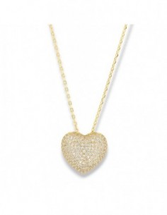 Collana Argento Dorato Cuore Pavettato Zirconi Bianchi [b0144458]