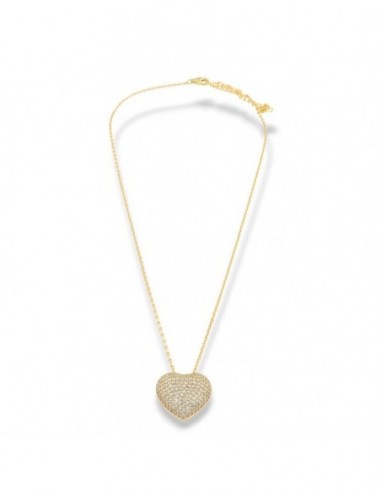 Collana Argento Dorato Cuore Pavettato Zirconi Bianchi [1ff8833c]