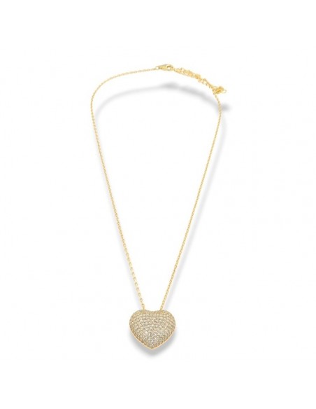 Collana Argento Dorato Cuore Pavettato Zirconi Bianchi [1ff8833c]