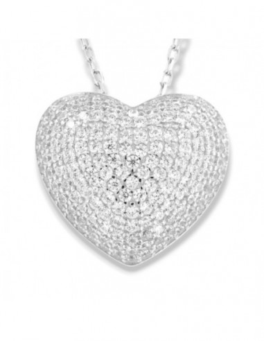 Collana Argento Rodiato Cuore Pavettato Bianco Zirconi Bianchi [b54a2988]