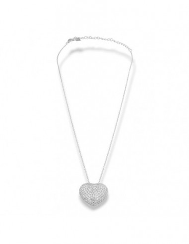 Collana Argento Rodiato Cuore Pavettato Bianco Zirconi Bianchi [b01a6e96]