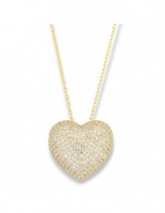 Collana Argento Dorato Cuore Pavettato Grande [1f851be4]