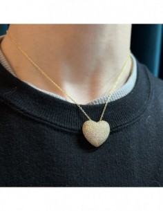Collana Argento Dorato Cuore Pavettato Grande [1f851be4] 2