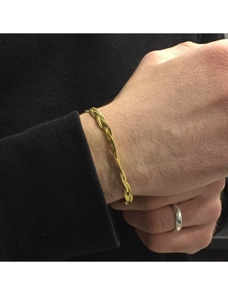 Bracciale Acciaio Dorato Maglia Snake Intrecciata [b2c864ad]
