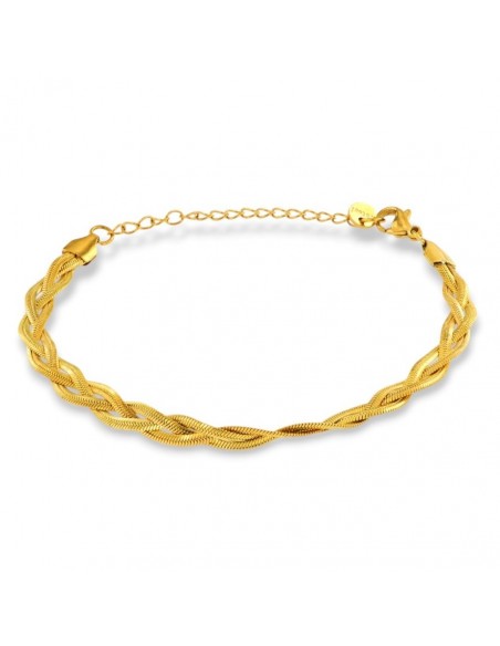 Bracciale Acciaio Dorato Maglia Snake Intrecciata [0085e2b7]