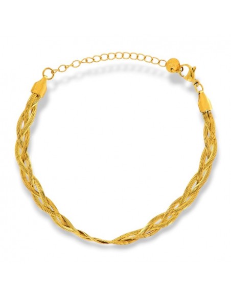 Bracciale Acciaio Dorato Maglia Snake Intrecciata [b79823b3]