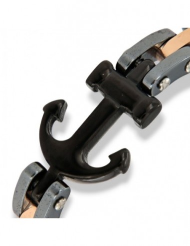 Bracciale Acciaio Catena Ancora Nera Centrale [03de6479]