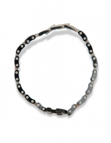 Bracciale Acciaio Catena Ancora Nera Centrale [b193e263]