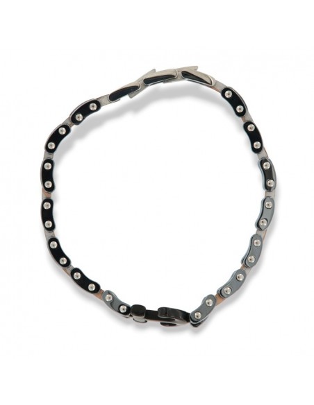 Bracciale Acciaio Catena Ancora Nera Centrale [b193e263]