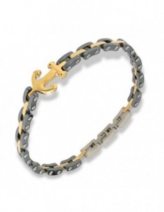 Bracciale Acciaio Catena Ancora Dorata Centrale [30ef3d4c]