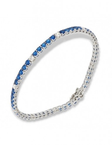 Bracciale Argento Tennis Zirconi Blu Bianchi 3MM [97887c20]