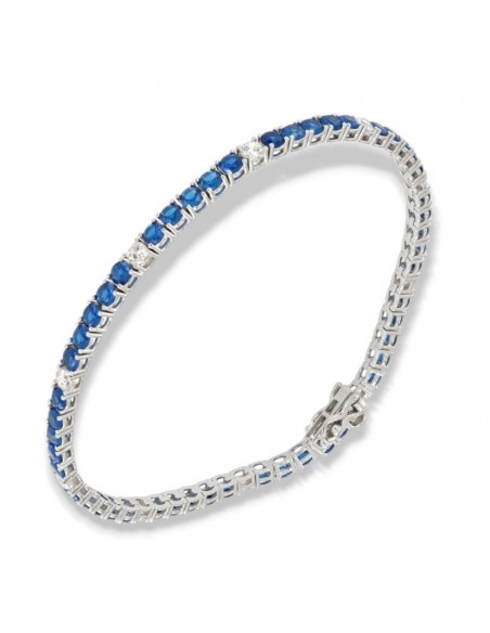 Bracciale Argento Tennis Zirconi Blu Bianchi 3MM [97887c20]
