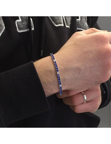 Bracciale Argento Tennis Zirconi Blu Bianchi 3MM [aeb7e4b3]