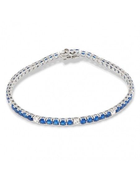 Bracciale Argento Tennis Zirconi Blu Bianchi 3MM [1cfa62a9]