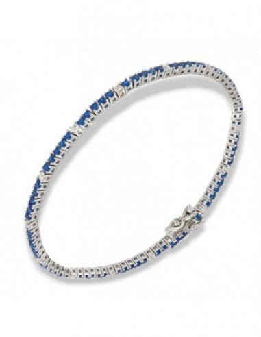 Bracciale Argento Tennis Zirconi Blu Bianchi 2MM [2095bd24]
