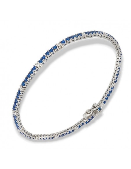 Bracciale Argento Tennis Zirconi Blu Bianchi 2MM [2095bd24]