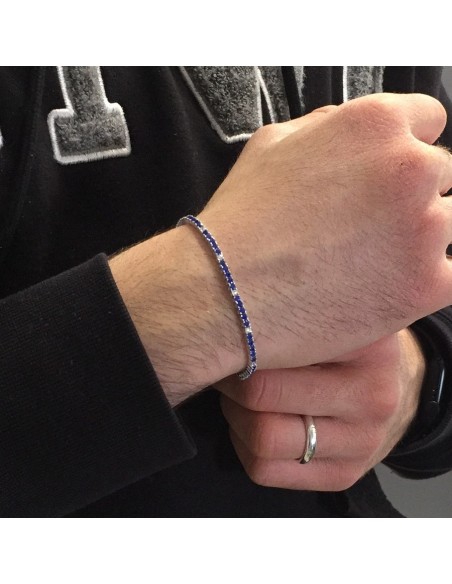 Bracciale Argento Tennis Zirconi Blu Bianchi 2MM [291b3cb2]