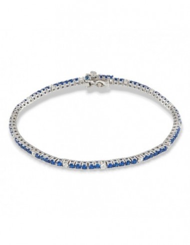 Bracciale Argento Tennis Zirconi Blu Bianchi 2MM [9b56baa8]