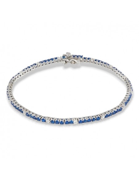 Bracciale Argento Tennis Zirconi Blu Bianchi 2MM [9b56baa8]