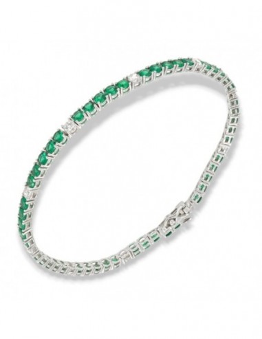 Bracciale Argento Tennis Zirconi Verdi Bianchi 3MM [f850a191]
