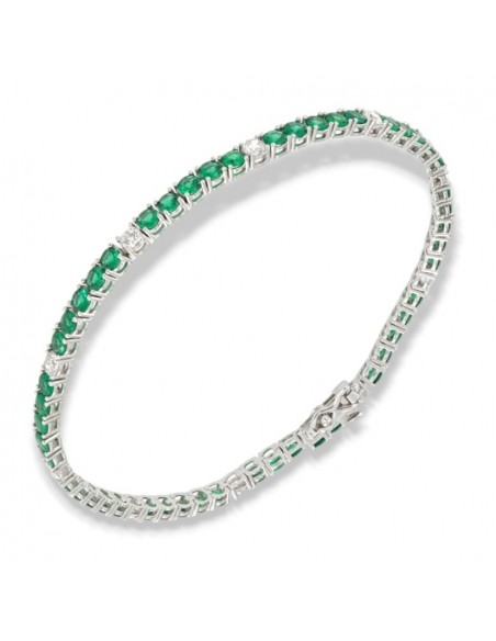 Bracciale Argento Tennis Zirconi Verdi Bianchi 3MM [f850a191]