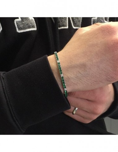 Bracciale Argento Tennis Zirconi Verdi Bianchi 3MM [e5ceba2b]