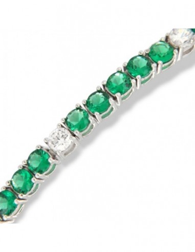 Bracciale Argento Tennis Zirconi Verdi Bianchi 3MM [52d37b2f]