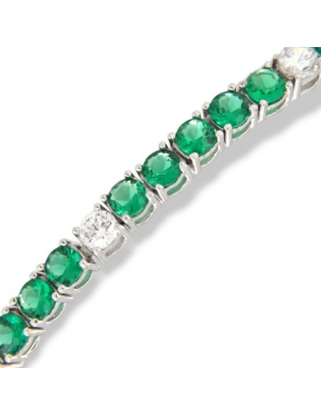 Bracciale Argento Tennis Zirconi Verdi Bianchi 3MM [52d37b2f]