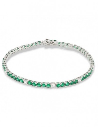 Bracciale Argento Tennis Zirconi Verdi Bianchi 3MM [57833c31]