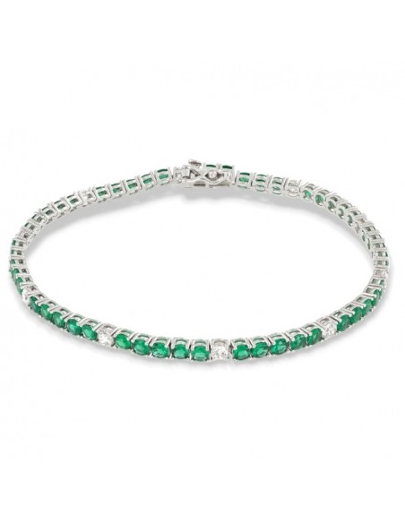 Bracciale Argento Tennis Zirconi Verdi Bianchi 3MM [57833c31]