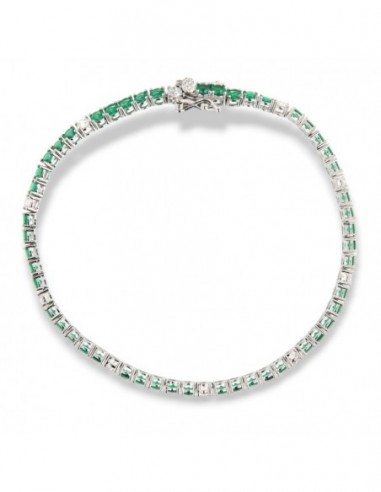 Bracciale Argento Tennis Zirconi Verdi Bianchi 3MM [e09efd35]