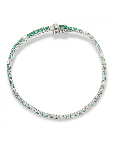 Bracciale Argento Tennis Zirconi Verdi Bianchi 3MM [e09efd35]