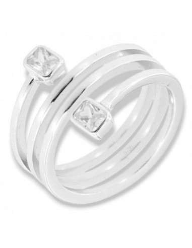 Anello Argento Rodiato Intrecciato Zirconi Bianchi [2132d5c8]