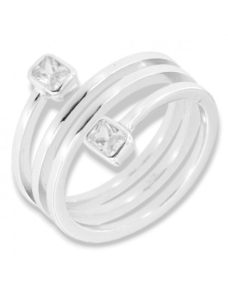 Anello Argento Rodiato Intrecciato Zirconi Bianchi [2132d5c8]