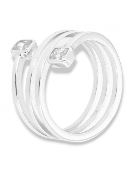 Anello Argento Rodiato Intrecciato Zirconi Bianchi [246292d6]