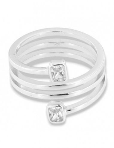 Anello Argento Rodiato Intrecciato Zirconi Bianchi [4a5910df]