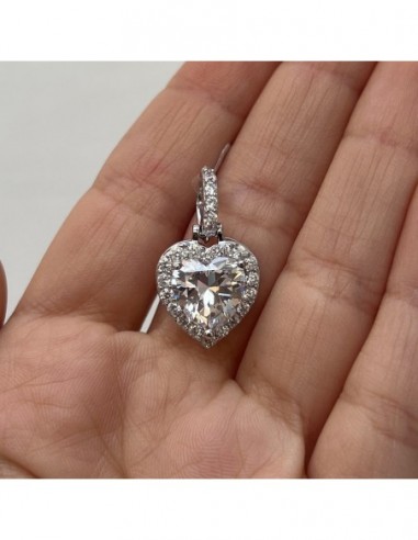 Ciondolo Argento Rodiato Cuore Punto Luce [764d0cf5]