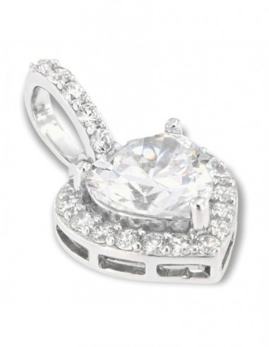Ciondolo Argento Rodiato Cuore Punto Luce [c150cdf1]