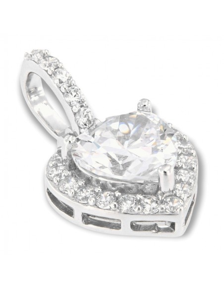 Ciondolo Argento Rodiato Cuore Punto Luce [c150cdf1]