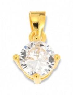 Ciondolo Argento Dorato Punto Luce Zircone Bianco 6MM [96fe9aa0]