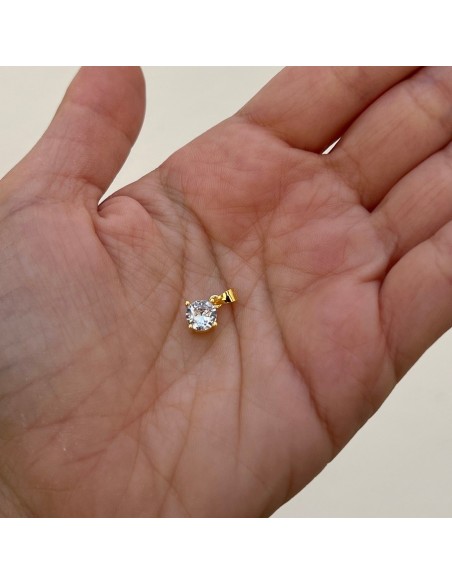 Ciondolo Argento Dorato Punto Luce Zircone Bianco 6MM [058e482f]