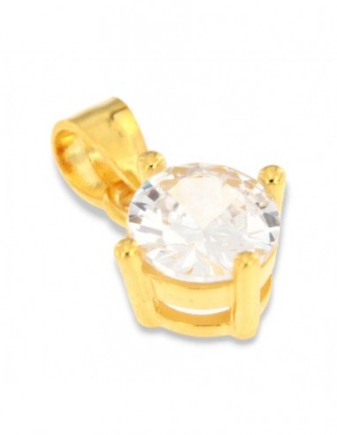 Ciondolo Argento Dorato Punto Luce Zircone Bianco 6MM [4a19879c]