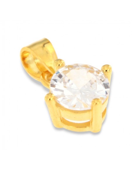 Ciondolo Argento Dorato Punto Luce Zircone Bianco 6MM [4a19879c]