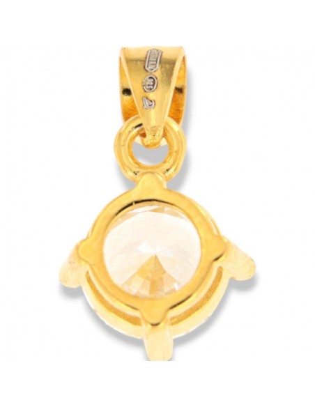 Ciondolo Argento Dorato Punto Luce Zircone Bianco 6MM [4f49c082]